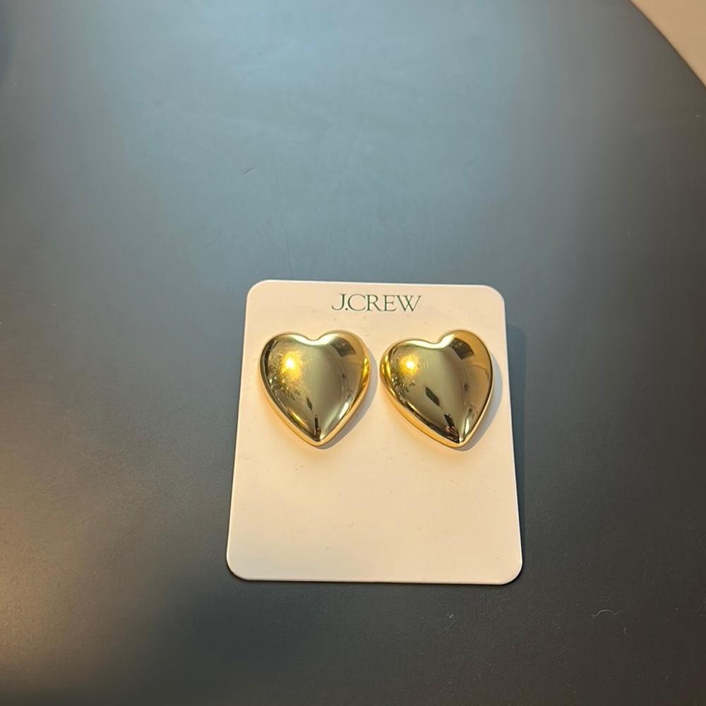 J. Crew Shiny Gold Heart Earrings